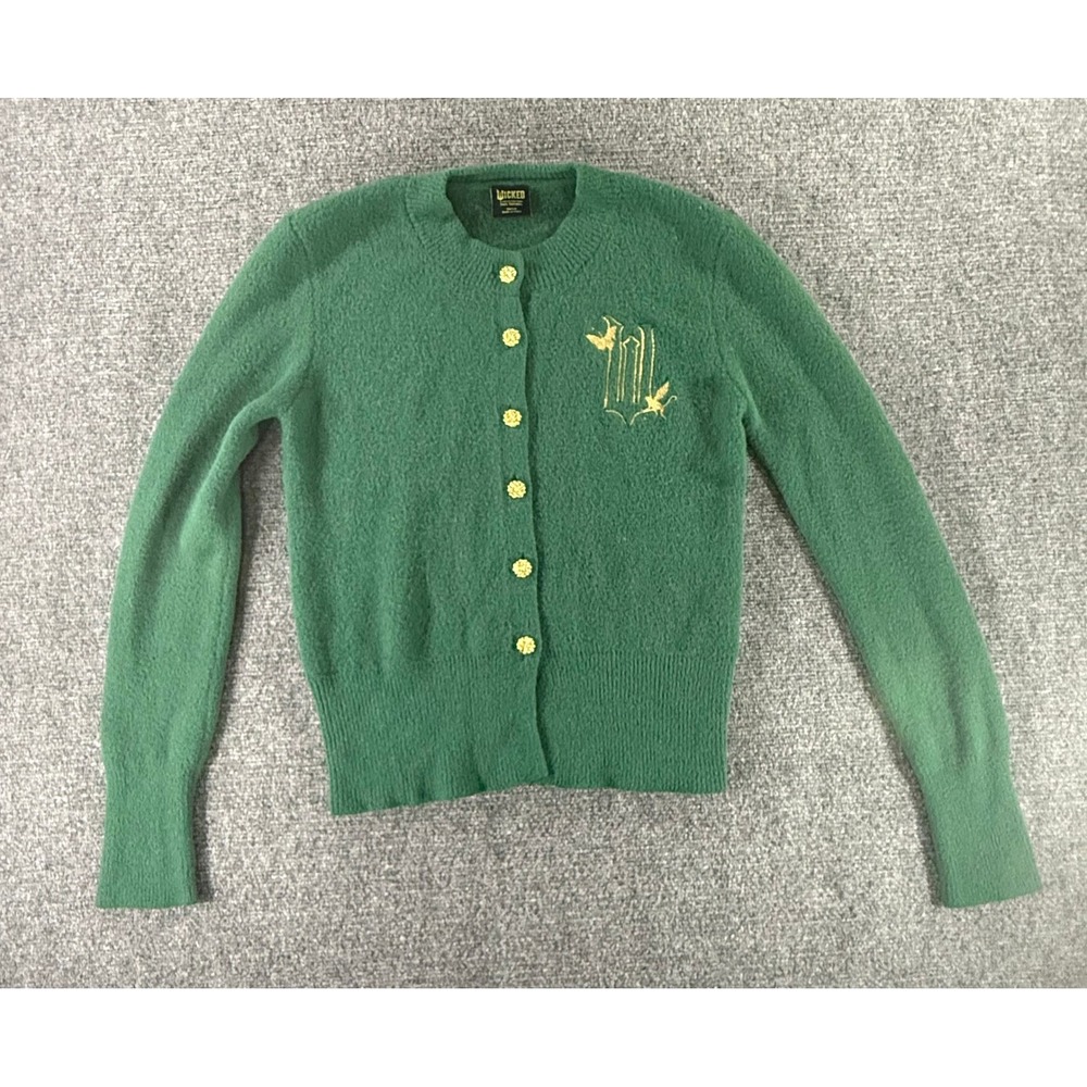 Wicked Movie Paul Tazewell Green Cardigan Sweater Gold Crest Buttons Small SM